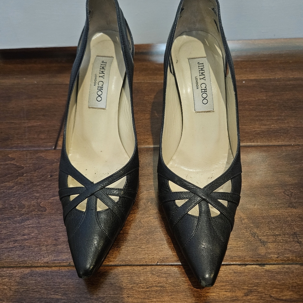 Jimmy Choo Black Leather Pumps size 5.5